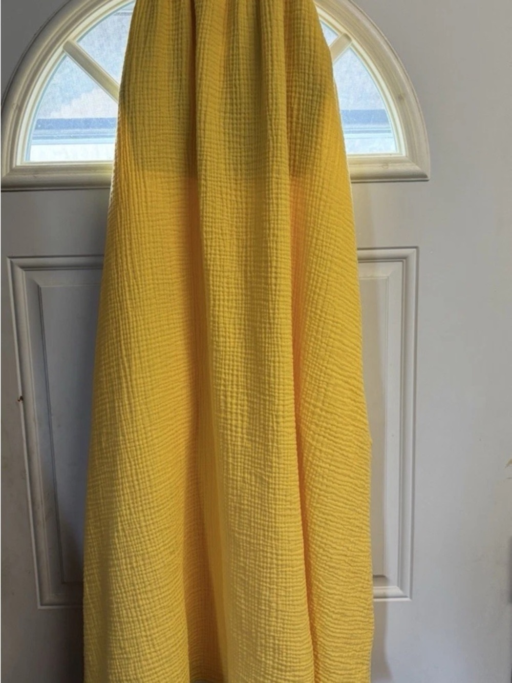 SheBird Yellow Crinkle Halter Tie Maxi Dress Sleeveless Size 4